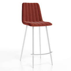 Стул барный Тибо (каркас Барный белый нубук коллекции Lamb кирпичный) Стул барный Тибо (каркас Барный белый нубук коллекции Lamb кирпичный)