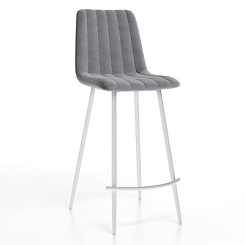 Стул барный Тибо (каркас Барный белый нубук коллекции Lamb серый) Стул барный Тибо (каркас Барный белый нубук коллекции Lamb серый)